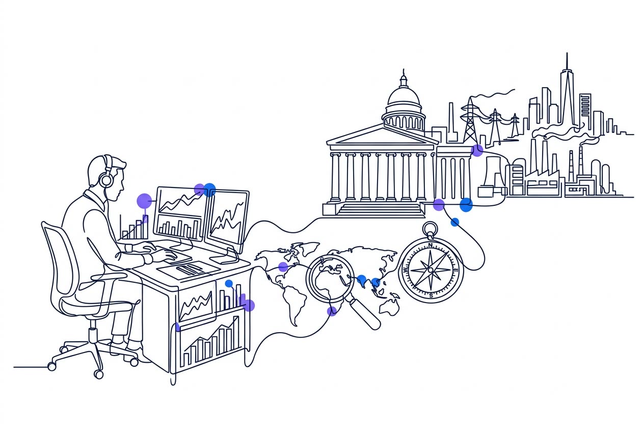 Strategic Intelligence. Advisory. Business Development. line illustration